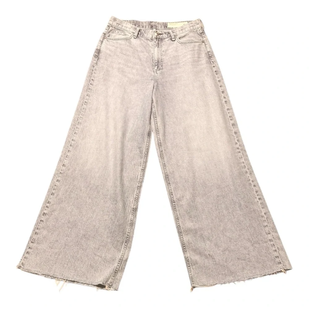Rag and bone Women's Wide-Leg hi rise ankle Jeans 29 light blue raw hem - Picture 7 of 8